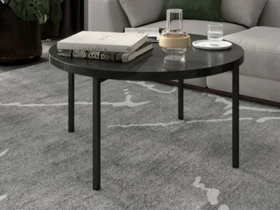 Produktbild von GrainGold Couchtisch Sevilla - Couchtisch Rund, Wohnzimmer Couchtisch, Moderne Couchtisch - Couchtisch Schwarz Glanz