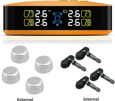 Image de U8 Wireless TPMS LCD Car Monitoring System Tire Pressure LCD System with 4 External Sensors USB Charging Built-in Lithium Battery Monitor U8-WF Orange_ (en anglais)