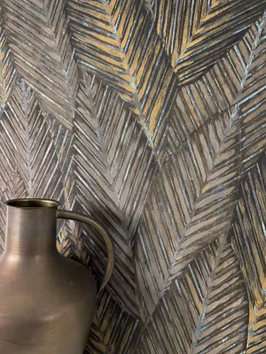 Produktbild von NEWROOM Tapete Braun Vliestapete Dschungel - Mustertapete Modern Beige Grau Blätter Bananenblätter Dschungeltapete Tropisch Palmenblätter