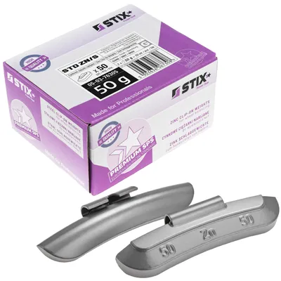 Obrázok produktu pre STIX ZN/S Vyvažovacie závažia pre oceľové ráfiky 50 g, pozinkované Vyvažovacie závažia Strieborné 50 kusov