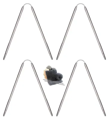 Produktbild von 4-teiliges Set Rundstricknadeln, Sockenstricknadeln für Anfänger, Edelstahl-Doppelspitze, lange Metallhäkelnadeln für Mützengarn – 3,5 mm