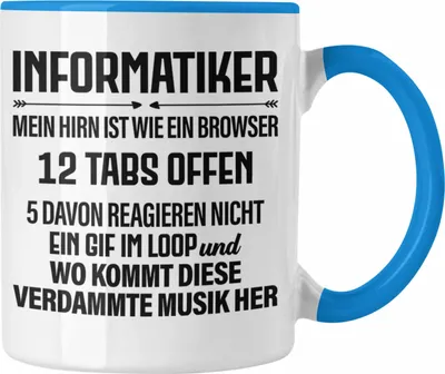 Produktbild von Trendation - Informatiker Tasse Geschenk Programmierer Gadget Lustig Geschenkidee Männer Zubehör Informatiklehrer IT Programmierer (Blau)