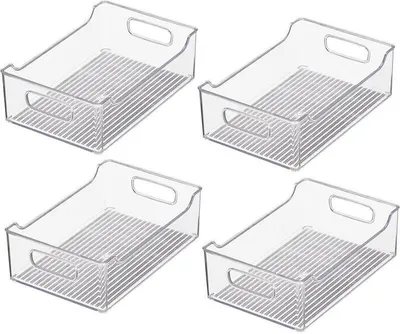 Produktbild von 4er Set Kühlschrank Aufbewahrungsbox Griffe Gefriertruhe mDesign transparent