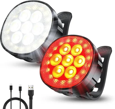 Produktbild von Fahrradbeleuchtung, [8+12 Modi und USB-aufladbar] Ultrahelles LED-Fahrradlicht für Nachtfahrten, Vorder- und Rücklicht