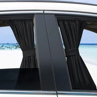 Productafbeelding van Universele zonnescherm voor auto's, geschikt voor baby's en kinderen, voor privacy en bescherming tegen zonlicht aan de zijruiten van auto's. Zonneklep voor auto, UV-bescherming. [2 stuks/in te knippen], 50x47cm, zwart