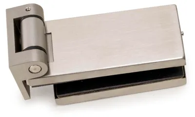 Produktbild von Emuca Scharnier für Glastür mit Edelstahlblende, horizontales Scharnier mit 34mm Spatel, für 8-12mm Tür, Edelstahl