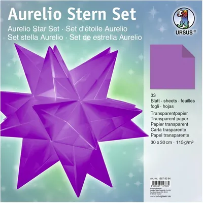 Produktbild von Faltblätter Aurelio Stern Transparentpapier 115g/qm 30x30cm 33 Blatt aubergine