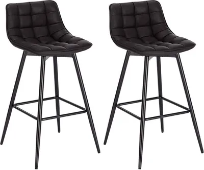 Produktbild von WOLTU  2er-Set Barhocker Designer Barstuhl Hocker Tresenhocker Bistrohocker mit Fußstütze Kunstleder Metall Anthrazit