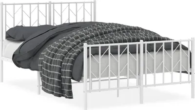 Produktbild von vidaXL Bettgestell mit Kopf- und Fußteil Metall Weiß 120x200 cm