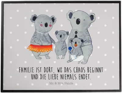 Produktbild von Mr. & Mrs. Panda schreibtischunterlage Koala Familie - Grau Pastell - Geschenk, Kinder, schreibtischunterlagen, arbeitsmatte, Muttertag, Koalas, tischpad, Mama