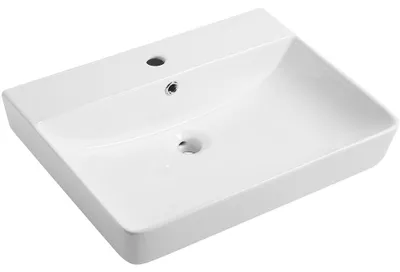Productafbeelding van Keramische wastafel, wandmodel, wit, glanzend, 60x35 cm