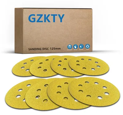 Immagine prodotto di Carta abrasiva da 125 mm con sistema di fissaggio a velcro, grana 80, confezione da 8 pezzi, per levigatrici eccentriche, adatta per legno e metallo