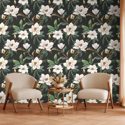 Produktbild von Vlies Tapete - White Magnolias 50x1000 cm Blumen b-B-10064-j-a