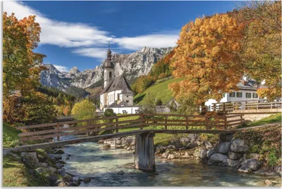 Produktbild von ARTland Wandbild Alu für Innen & Outdoor Herbst im Berchtesgadener Land Größe: 120x80 cm