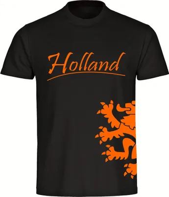 Produktbild von multifanshop Herren T-Shirt - Holland - Löwe seitlich, schwarz, Größe M