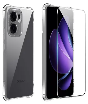 Immagine prodotto di Custodia protettiva e pellicola protettiva per Oppo Reno 13 F/FS 5G/4G, trasparente, antiurto, in silicone, TPU