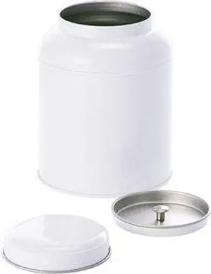 Produktbild von Runde Dose Globe weiß mit Innendeckel 13 cm hoch 10 cm Ø 230 g