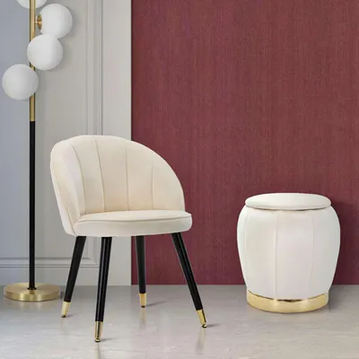 Immagine prodotto di Trevel - Pouf Contenitore, 43x43x43h cm Bianco Crema, Forma Rotondo