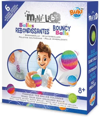 Produktbild von Mini Hüpfball-Bastelset mit 5 Beuteln elastischem Pulver zum Selbermachen, leuchtet im Dunkeln
