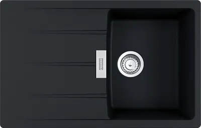 Produktbild von FRANKE Spüle CENTRO CNG 611-78 in ONYX mit Excenterbedienung Drehknopf Edelstahl / Ausschnittmaß 760 x 480 mm R15 / Granitspüle