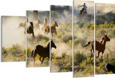 Produktbild von Bild auf Leinwand - Leinwandbild - Cowboy Cowgirl Pferd - 150x100cm - Wand Bild - Wanddeko - Leinwanddruck - Bilder - Kunstdruck - Wanddekoration - Leinwand bilder - Wandkunst - EG150x100-2201