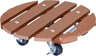 Produktbild von Gartenwagen Ø 29 x 75 cm I Blumenwagen für Innen + Außen I Holzcontainerwagen mit Kunststoff und Komposit I 2 Bremsen I Tragfähigkeit 100 kg