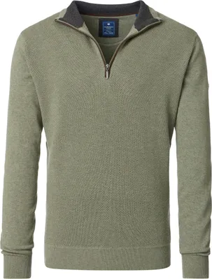 Produktbild von REDMOND Casual Herren Strick-Troyer Zipper Comfort Baumwolle Grün XXL