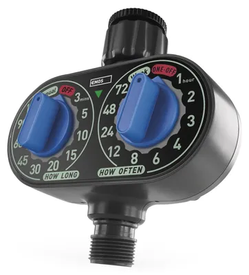 Immagine prodotto di Orologio sprinkler meccanico EMOS con 1 uscita, a batteria, fino a 8 bar, 35 l/min, 3-120 m ogni 1-72 h, per filettatura da 1″ o 3/4″, PW56001