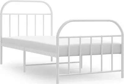 Obrázek produktu pro vidaXL Postel s čelem a podnožkou kovová bílá 90x190 cm