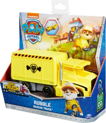Produktbild von PAW Patrol , Big Truck Pups, Rubbles verwandelbarer Spielzeugtruck mit Actionfigur zum Sammeln, Kinderspielzeug, LKW, 3 Jahr(e), Kunststoff, Schwarz, Gelb