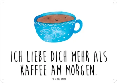 Produktbild von Mr. & Mrs. Panda tafel Kaffee Tasse DIN A3 - Weiß - Geschenk, wandtafel, Glücklich, Genuss, Schild, Wandbild, Türschild Metall, Lustige Sprüche, Geschmack, Liebe