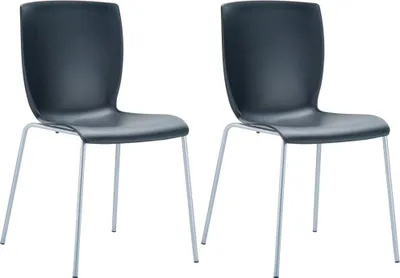 Produktbild von 2-teiliges Set Stapelstühle – Stühle aus Polypropylen – platzsparendes Design | Farbe: Schwarz