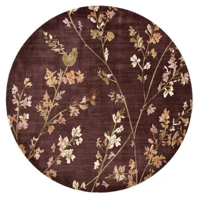 Image de Volero - Tapis rond lavable - Misty Floral Marron - Ø 160cm