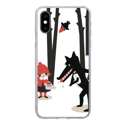 Produktbild von MuchoWow® Handyhülle Schutzhülle Hülle für iPhone X Rotkäppchen - Wolf - Wald Silikon Softcase Handy Hülle - Handyhülle