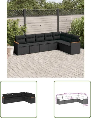 Produktbild von The Living Store 7-tlg. Garten-Sofagarnitur mit Kissen Schwarz Poly Rattan