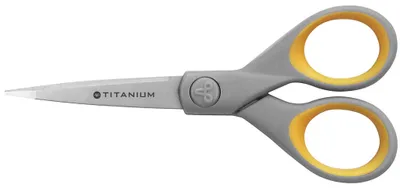 Immagine prodotto di WESTCOTT E-30450 00 Forbici Titanium Super, inossidabili, arrotondate, diritte, asimmetriche, grigio/giallo, 13 cm