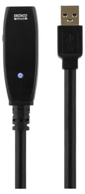 Produktbild von Deltaco USB3-1000, 2 m, USB A, USB A, USB 3.2 Gen 1 (3.1 Gen 1), 5 Gbit/s, Schwarz