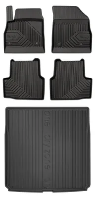Productafbeelding van Rubberen automatten + kofferbakmat voor Opel Astra K 2015-2022 (stationwagen) – 5-delig, zwart, op maat – Wielganizator