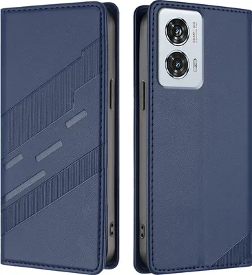 Produktbild von Hülle für Motorola Edge 50 Fusion/Moto G85, Kunstleder Brieftaschen Handyhülle mit Kartenfach und Standfunktion Blau