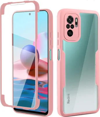 Produktbild von Redmi Note 10 4G Schutzhülle, Eingebautem Displayschutz 360 Grad Komplettschutz Handyhülle für Xiaomi Redmi Note 10 4G/Note 10S Pink