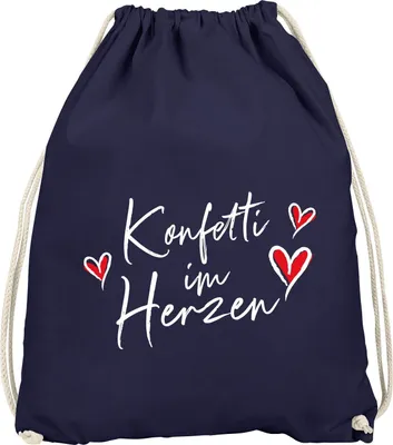 Produktbild von Turnbeutel Fasching Karneval Spruch lustig #Konfetti im Herzen Faschingsartikel Tasche Gymbag Moonworks® navy unisize