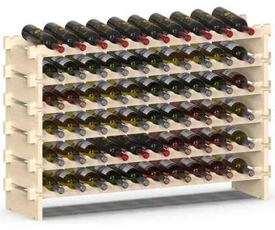 Weinregal aus Holz, 60 Flaschen, 110x30x80,5 cm, natur