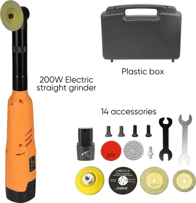 Image de Outil multifonction pour carrelage à 90° - Ponceuse/meuleuse électrique - 200W, 220V (UE) - 18 000 tr/min - Vitesse réglable sur 7 niveaux - Mandrin de serrage de 3 mm - Couleur : orange