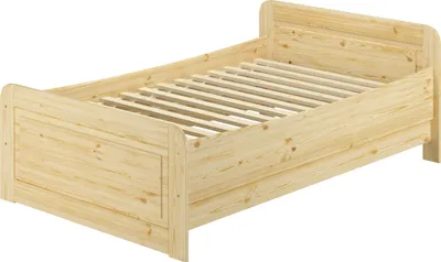 Produktbild von Seniorenbett extra hoch 120x200 Einzelbett Holzbett Gästebett Massivholz Zubehör wählbar V-60.42-12Rollrost inkl.
