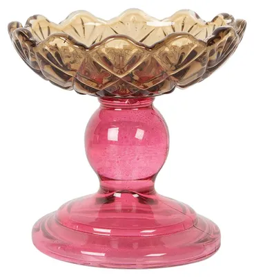 Image de Clayre & Eef Bougeoir Ø 10x9 cm Verre jaune