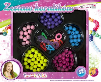 Immagine prodotto di Perline di plastica colorate + linea 80 pezzi Aliga