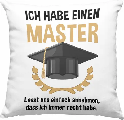 Produktbild von Trendation - Master Prüfung Deko-Kissen mit Füllung 40x40 bestanden Geschenk Abschluss Masterarbeit Exam Prüfung Graduation (Grau)