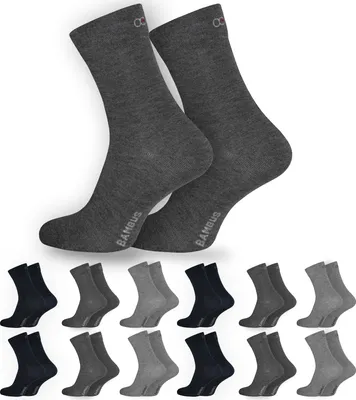 Produktbild von OCERA 12x Bambus Socken (Uni) für Damen und Herren in verschiedenen Farben - Grau-Mix 35/38