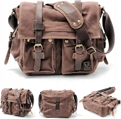 Zdjęcie produktu dla Torba MĘSKA LISTONOSZKA Vintage Retro MIEJSKA  DUŻA Brązowa