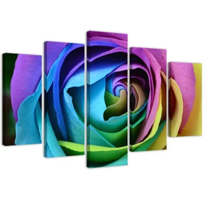 Produktbild von 5-teiliges leinwandbild bunte rosen 100x70 cm Feeby farbe wandbild bereit zum aufhängen